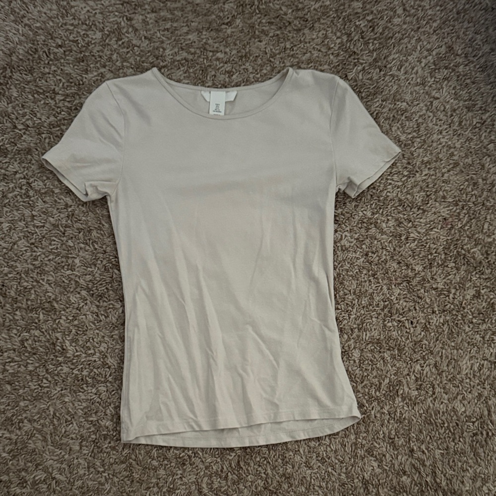 H&M Light Beige Short Sleeve Tee